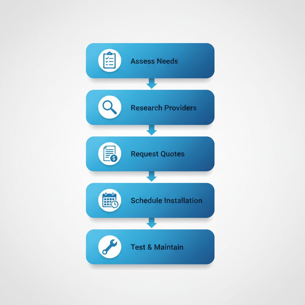 Vertical process flow diagram showing five steps to implement surveillance in Richmond with icons and labels.